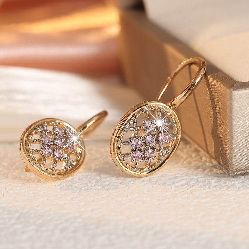 Women's Two-Tone Golden & Silvery Oval Dangle Earrings